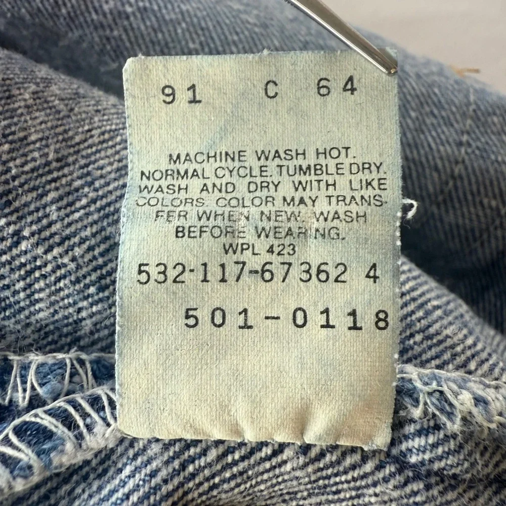 Levis 501 Vintage 87 Original Fit Button Fly Straight Leg Blue Denim Jeans 28x29